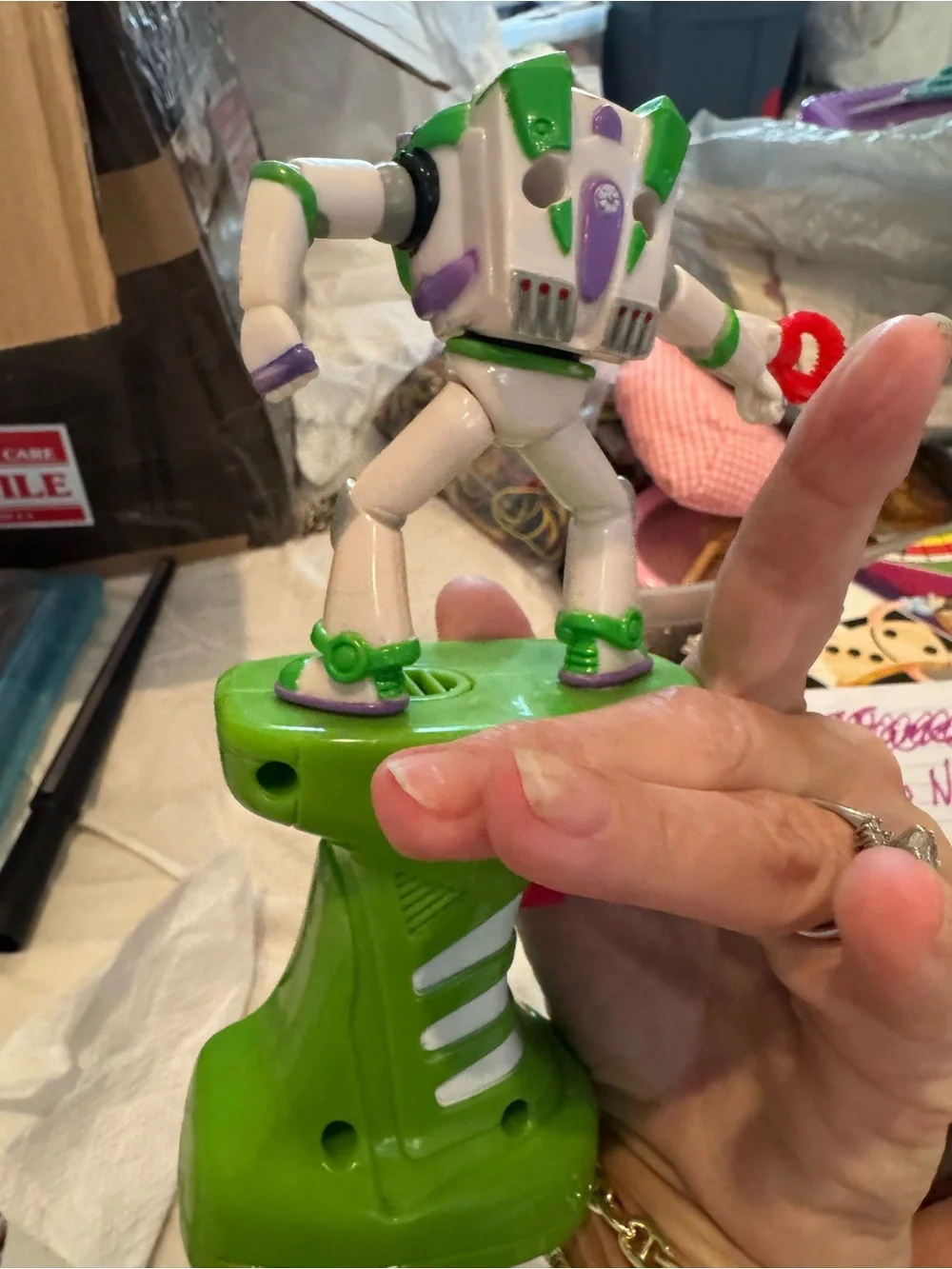 Buzz Lightyear Desk Figure - Green and White Home Office Accessory